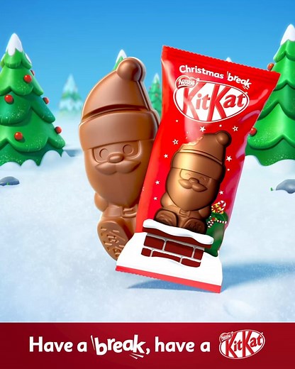 Have a break this Christmas with new KITKAT Santa! A chocolatey centre with crunchy wafer pieces in a milk chocolate shell! | KitKat