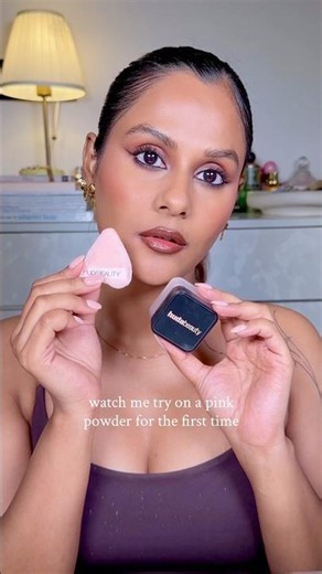 trying on a pink powder on brown skin [more details & links are in description] #pinksettingpowder