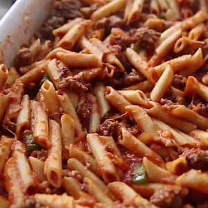 130K views · 137 reactions | Baked Mostaccioli combines Italian sausage, peppers, garlic, onions and marinara. It is blanketed in mozzarella and provolone cheese. Guaranteed to please! Full Recipe Here: https://www.smalltownwoman.com/baked-mostaccioli/ | Small Town Woman | Facebook