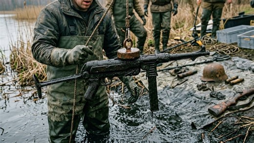 Secret WW2 weapons dump emerged from the bottom of this lake