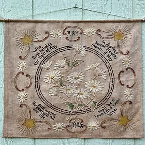 Antique Crewel Embroidery Wall Hanging Victorian Bohemian Historical Needlework Womens History Venus May Birthday 1890-1920 Museum Quality - Etsy