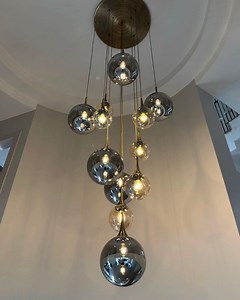 Blown Glass Pendant Chandelier: Modern Honey & Smoke Glass Lighting - Etsy