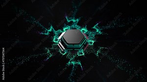 Circuit Burst Digital Energy Explosion. Particles and Energy flowing through circuits and spreading out across the screen, visualizing a digital impact or a processor or computer starting or booting