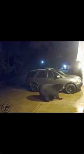 A quiet night in a wooded neighborhood in Gatlinburg, TN took a violent turn when a large black bear climbed onto a parked SUV and began smashing its way inside. Security footage shows the bear approaching the vehicle before suddenly leaping onto the roof, causing the entire car to shake under its weight. Moments later, the bear slams its paws against the windows, shattering the glass and forcing its way through the broken opening. Once inside, the bear tears apart upholstery, scatters debris, a