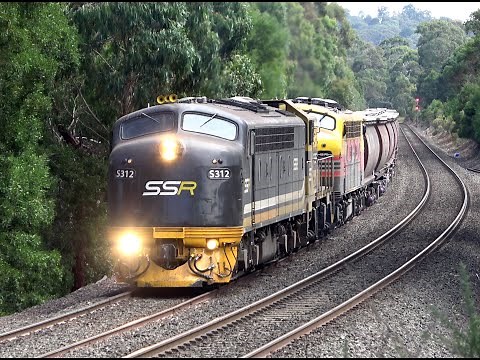 SOUND UP - EMD Locomotive Power! Struggling up Steep Grades with a full loaded grain train