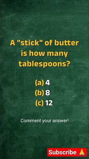 Kitchen Quiz: How Many Tablespoons in One Stick? #quiz #math #measurement #shorts