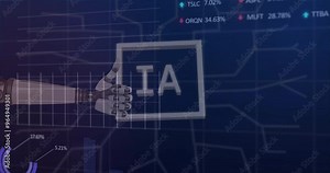 Animation of data processing and diagrams over robotic arm