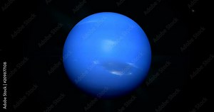 Neptune planet rotating in its own orbit in the outer space. Loop