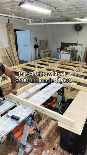 Part 4 of how I took $600 and made $1,600. Framing it out. 4x4 base. Plywood on top. Built modular so it stores easy and expands up to 8x24. Tomorrow I’ll show it in action. #StageBuild #EventProduction #BehindTheBuild #CreativeEntrepreneur #ChicagoBuilds