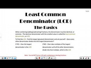 Least Common Denominator LCD The Basics