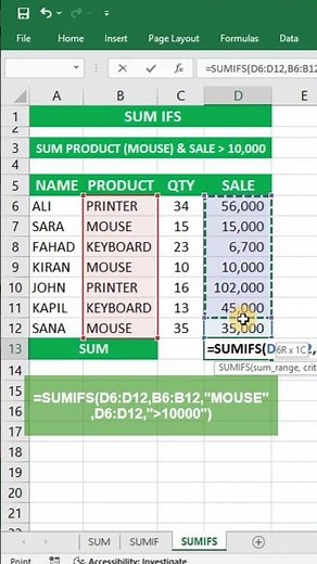 Excel SUMIFS Formula Explained #ExcelTips