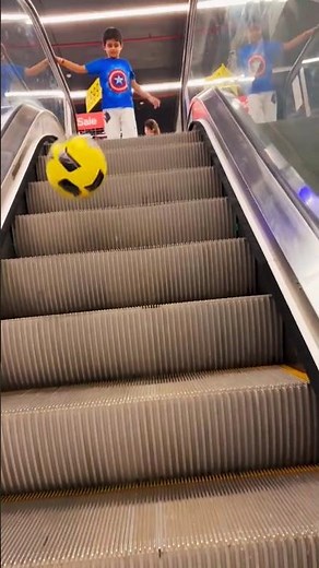 Cute Kid Fun With Ball 🏀 on the escalator 😂🤣