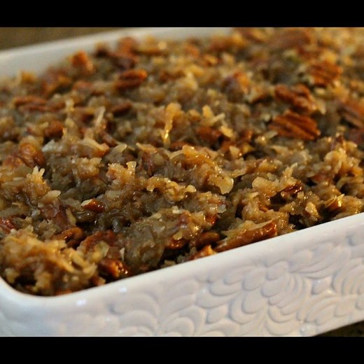 Oatmeal Cake with a Broiled Coconut-Pecan Topping is sensational for breakfast, brunch or dessert! FULL recipe here: https://www.melissassouthernstylekitchen.com/oatmeal-cake-with-a-broiled-coconut-pecan-topping/ | Melissa's Southern Style Kitchen