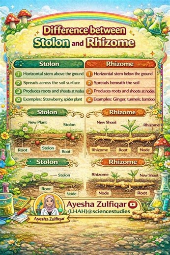 Difference between Stolon and Rhizome in 60 sec| 9th class biology #viralvideo #stolen #rhizome #9th