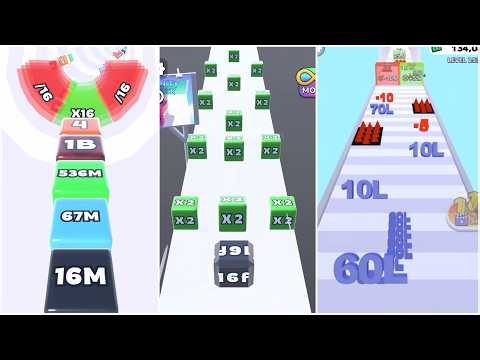 2048 ASMR Gameplay | Jelly Run vs Jelly Tube vs Number Shoot | score 16g vs 2.4S vs 268B→^