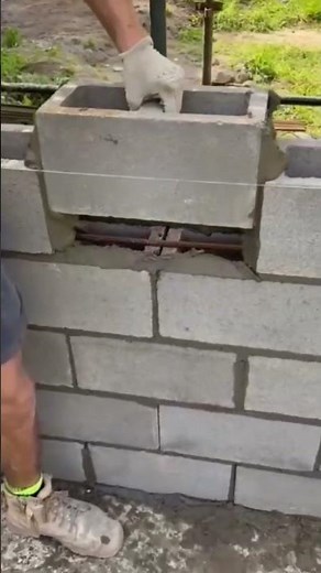 Fast Technique laying strong hollow cinder blocks perfectly creating a strong wall