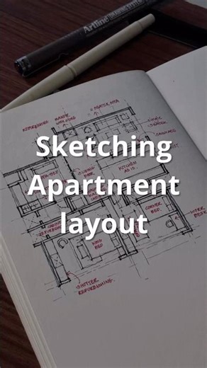 Sketching Apartment Interior Floor Plan | Architect Drawing | #shorts #drawing #art #architecture
