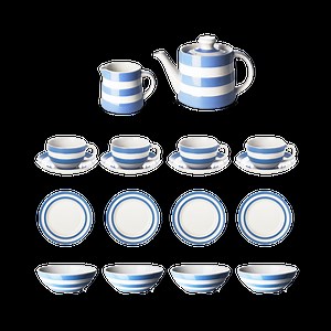 Cornish Blue Breakfast Set with Cups & Saucers Sets
