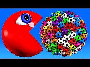 Super #Pacman with Giant Soccer Balls | Learn Colors For Kids