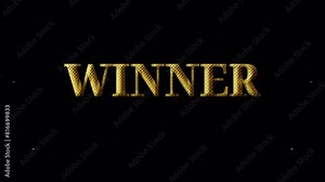 Winner. Word "winner" in 3D style. 3D winner text. Golden winner text in 3D on a transparent background. Animated banner with golden text. Perfect for casino style games and beyond.