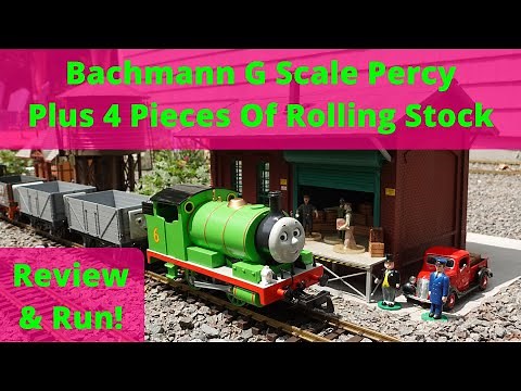 G Scale Bachmann Percy Plus 4 Pieces Of Rolling Stock Review & Run!