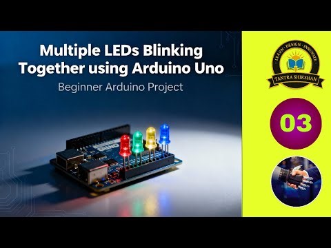 Multiple LEDs Blinking Together using Arduino Uno | Tinkercad Simulation | Real Circuit