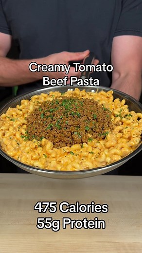 High Protein Creamy Tomato Beef Pasta Recipe