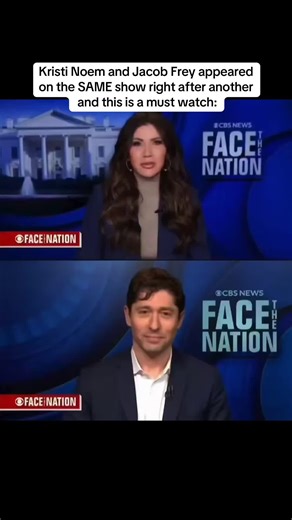 Kristi Noem and Jacob Frey appeared on the SAME show right after another and this is a must watch: NOEM: I'd hope Mayor Frey will set up a peaceful protest zone…so we can work together. FREY: 1st Amendment speech isn't limited to one park or one section of the city… so no. #kristinoem #frey #minneapolis #firstamendment #fypシ゚viral