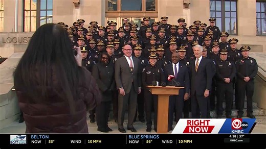 Kansas City police officers debut new navy blue uniforms