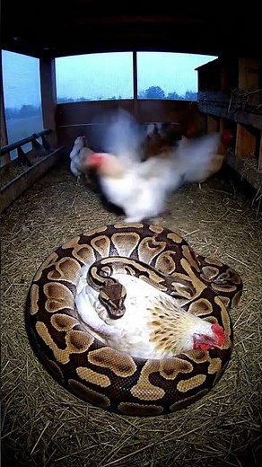 Big python eat tha chicken 😱 #python #snake #anaconda