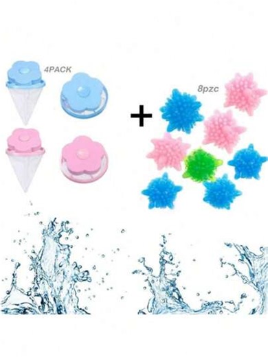 12/5pcs Washing Machine Lint Filter, Floating Flower Shape Laundry Lint Catcher, Reusable Mesh Filter Bag For Removing Lint, Pet Hair And Debris From Clothes | SHEIN