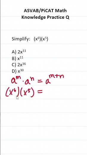 ASVAB/PiCAT Math Knowledge Practice Test Question: Exponents #acetheasvab with #grammarhero