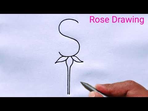 How to Draw a Beautiful Rose from Letter S 🌹 | Beginner Friendly Art