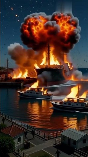Inferno at the Harbor: Oil Tanker Explosion!" 🚢🔥