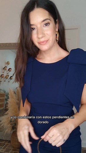 Vestido de Invitada para Boda de Otoño en Azul Marino Intenso