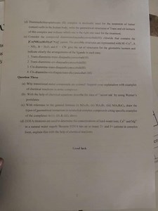 Question Three:(a) Why transitional metal compounds are color... | Filo