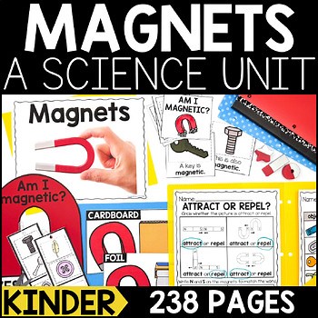 Magnets Unit: Magnet Worksheets & Magnetism Activities Kindergarten, First Grade