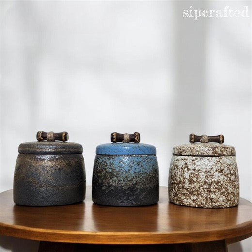 Handmade Japanese Ceramic Tea Canister, Rustic Slub Pottery Tea Jar, Wabi-sabi Matcha Storage Container, Vintage Kitchen Decor - Etsy