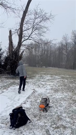 not the best camera work but parked hole 17 at jacobson in a blizzard #dg #discgolf