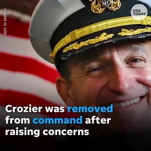 Sailors cheered for fired Capt. Brett Crozier as he left USS Theodore Roosevelt for the last time. Crozier was relieved of his duties after he sent an urgent letter to the Navy, seeking to evacuate his crew as the number of coronavirus cases increased. The press discovered the email. | USA TODAY