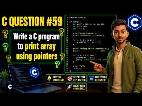 C Programming Question #59 | Print Array Using Pointers in C