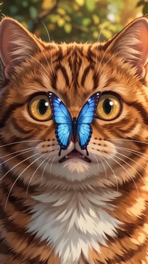 Grumpy Stray Cat vs Blue Butterfly 😻🦋 | #catlife #adorable
