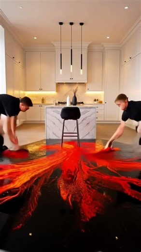 This Fire Epoxy Floor Looks Like It’s Still Burning 🔥😮