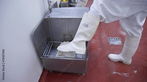 Cleaning boot with brush 4k sanitize Stock Video