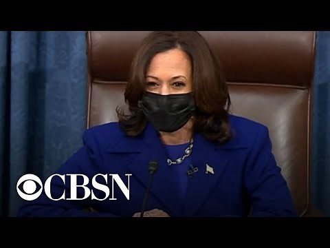 Kamala Harris presides over Senate and administers oath of office to three Democrats