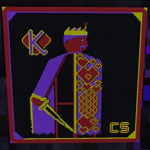 I'm making a deck of playing cards in Minecraft with map art. This is the king of hearts.