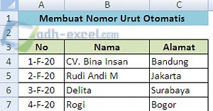 Membuat Nomor Otomatis Dengan Rumus ROWS Dalam Excel
