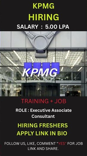 🚨 KPMG Jobs 2026 Hiring Freshers for Executive Associate Consultant #jobsearch