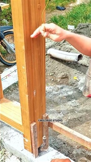 Plumb Line Vertical Alignment for Wooden Post Installation | Traditional Construction Method