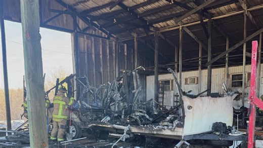 Crews battle barn fire in Concord